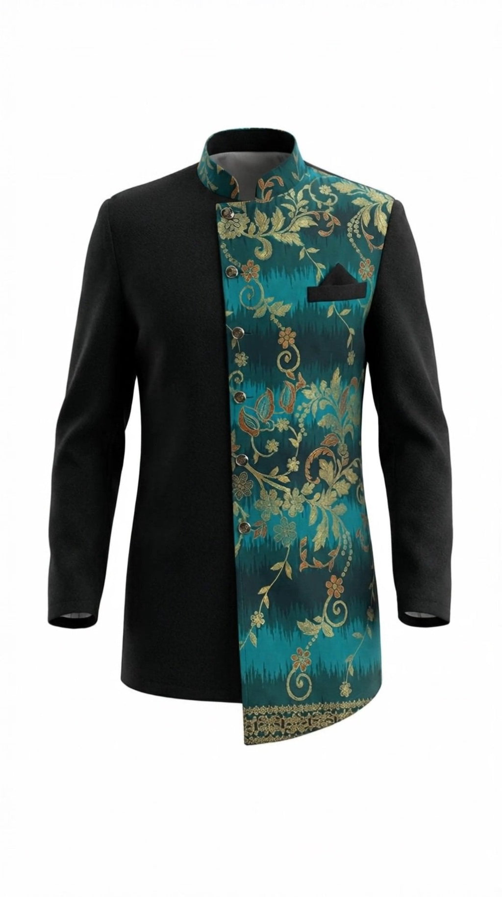 Chemise Asymétrique Noir & Vert Émeraude – vue 4 – S.Keïdgi