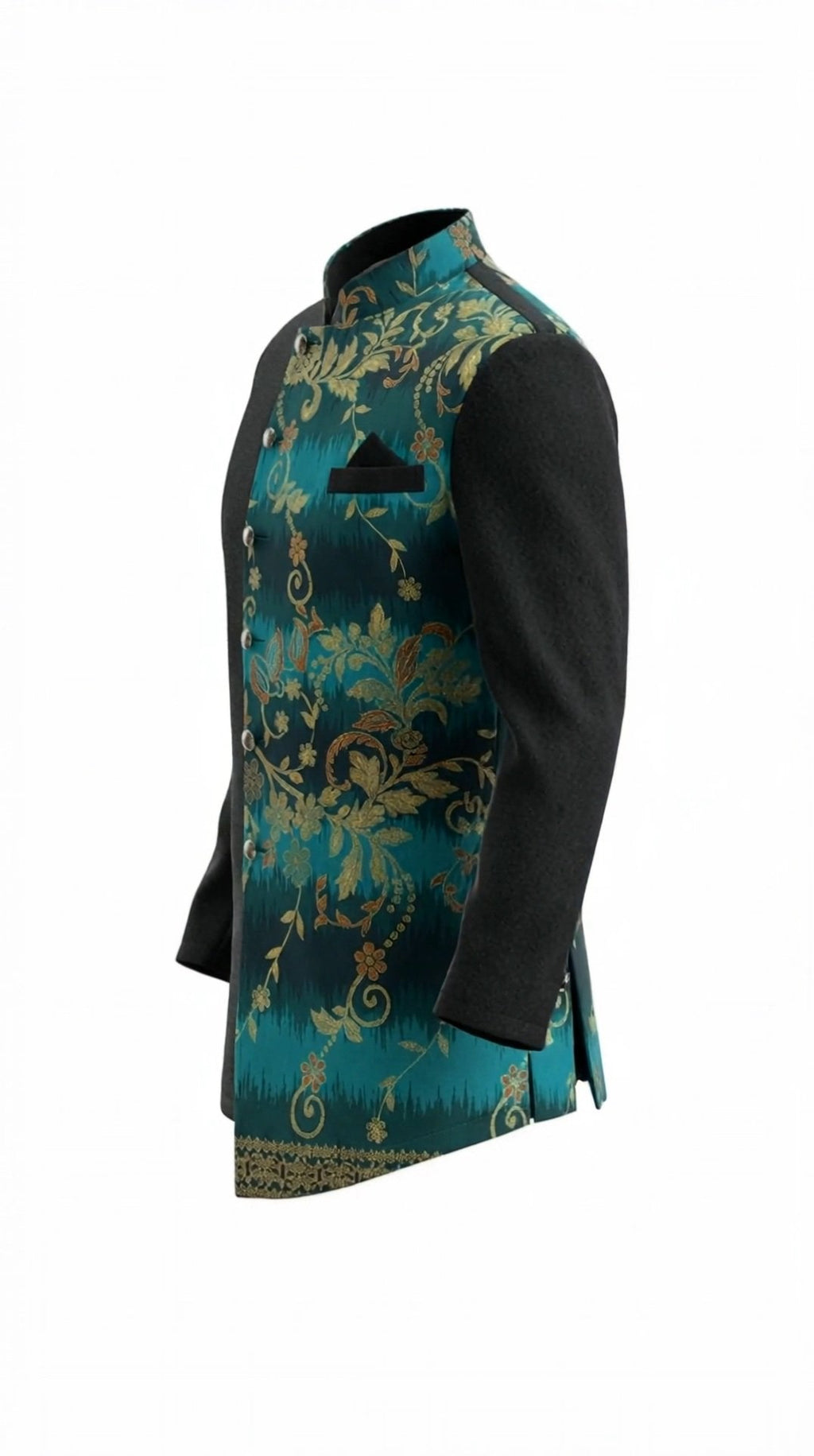 Chemise Asymétrique Noir & Vert Émeraude – vue 3 – S.Keïdgi