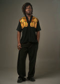 Chemise Kofi wax Kente et crêpe vert sapin – S.Keïdgi