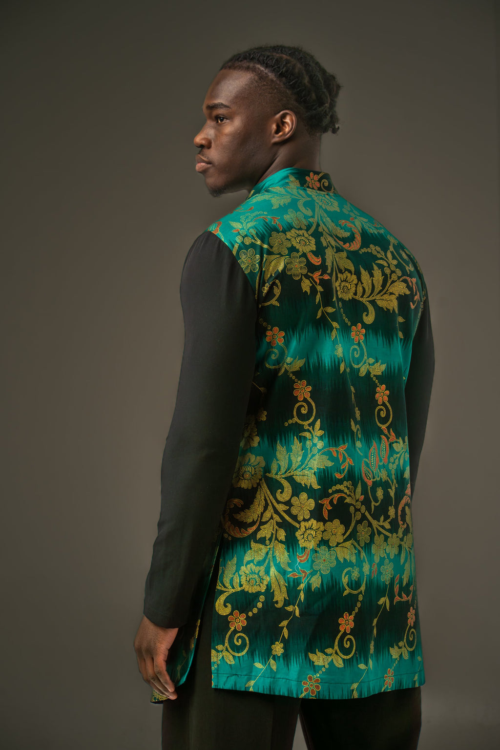 Chemise Asymétrique Noir & Vert Émeraude – vue 2 – S.Keïdgi
