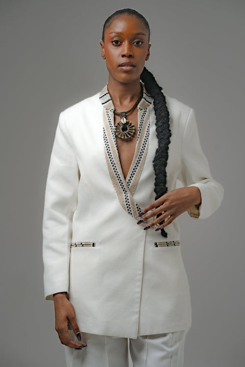 Blazer Femme MPENZA – Tissu Tissé Afro-Chic – vue 2 – S.Keïdgi