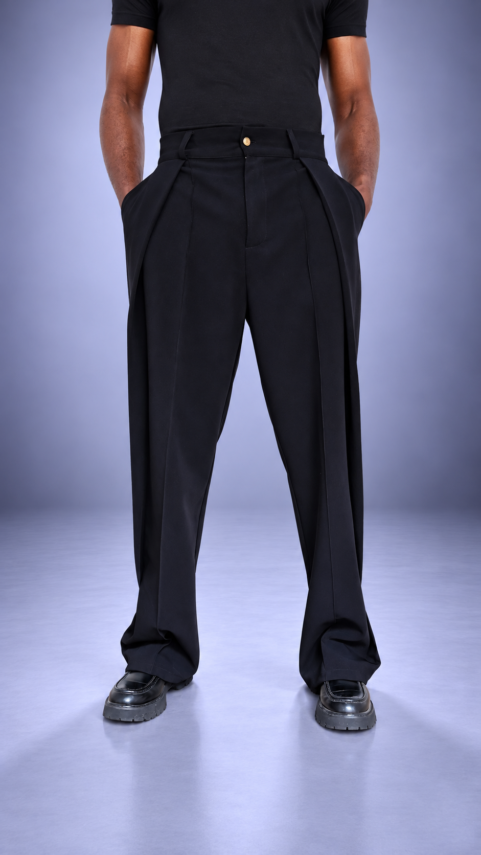 Pantalon Oversize LIBOSO – Crêpe Noir Croisé – vue 3 – S.Keïdgi
