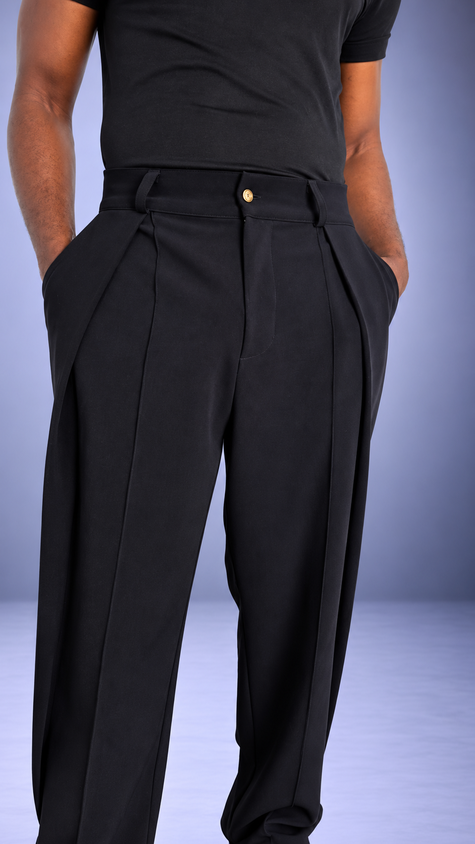 Pantalon LIBOSO crêpe noir oversize croisé – S.Keïdgi