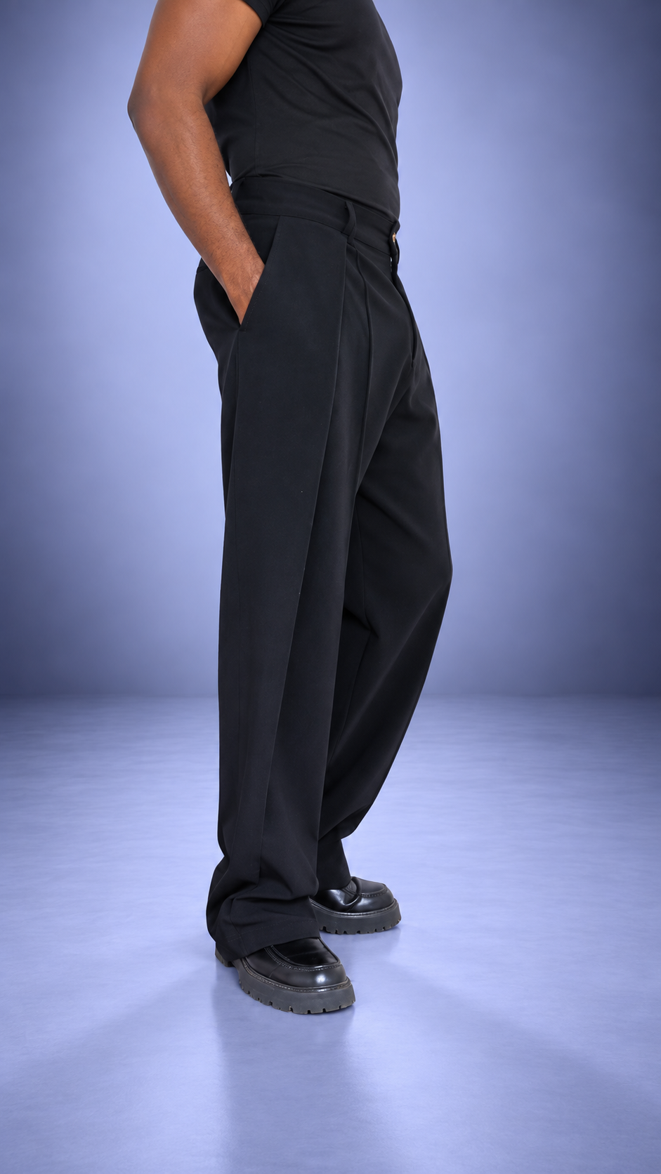 Pantalon Oversize LIBOSO – Crêpe Noir Croisé – vue 4 – S.Keïdgi