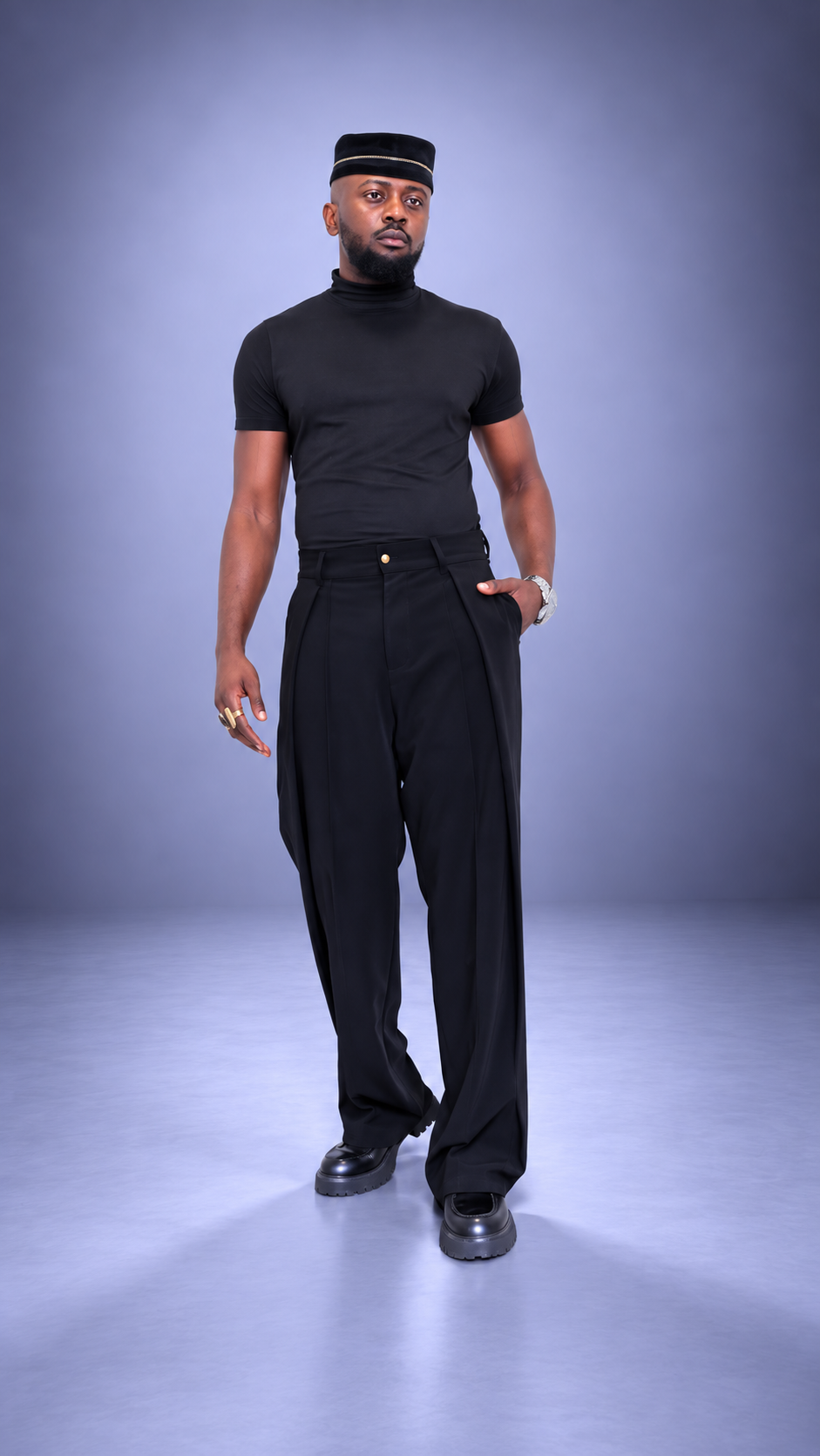 Pantalon Oversize LIBOSO – Crêpe Noir Croisé – vue 2 – S.Keïdgi