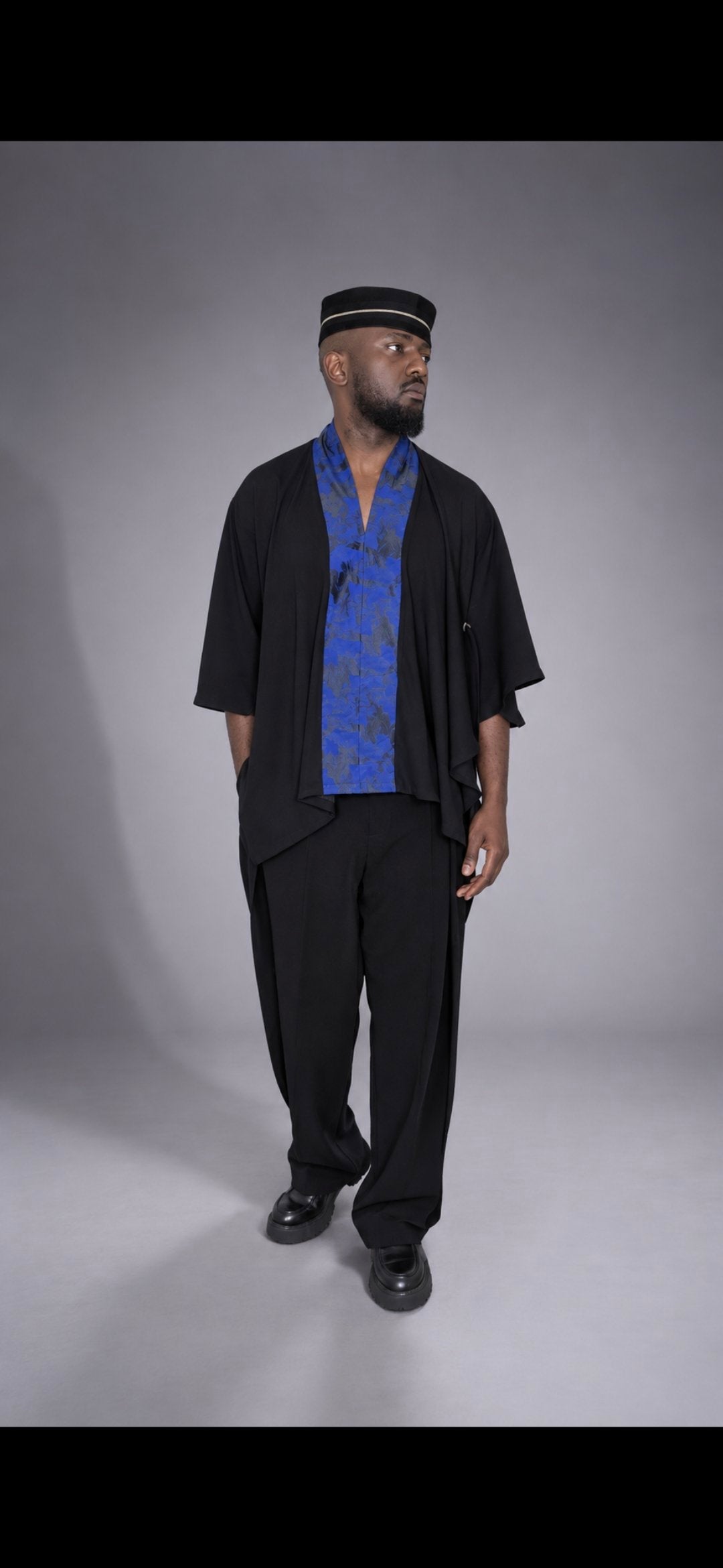 Tunique MOLILI cape asymétrique crêpe noir – S.Keïdgi