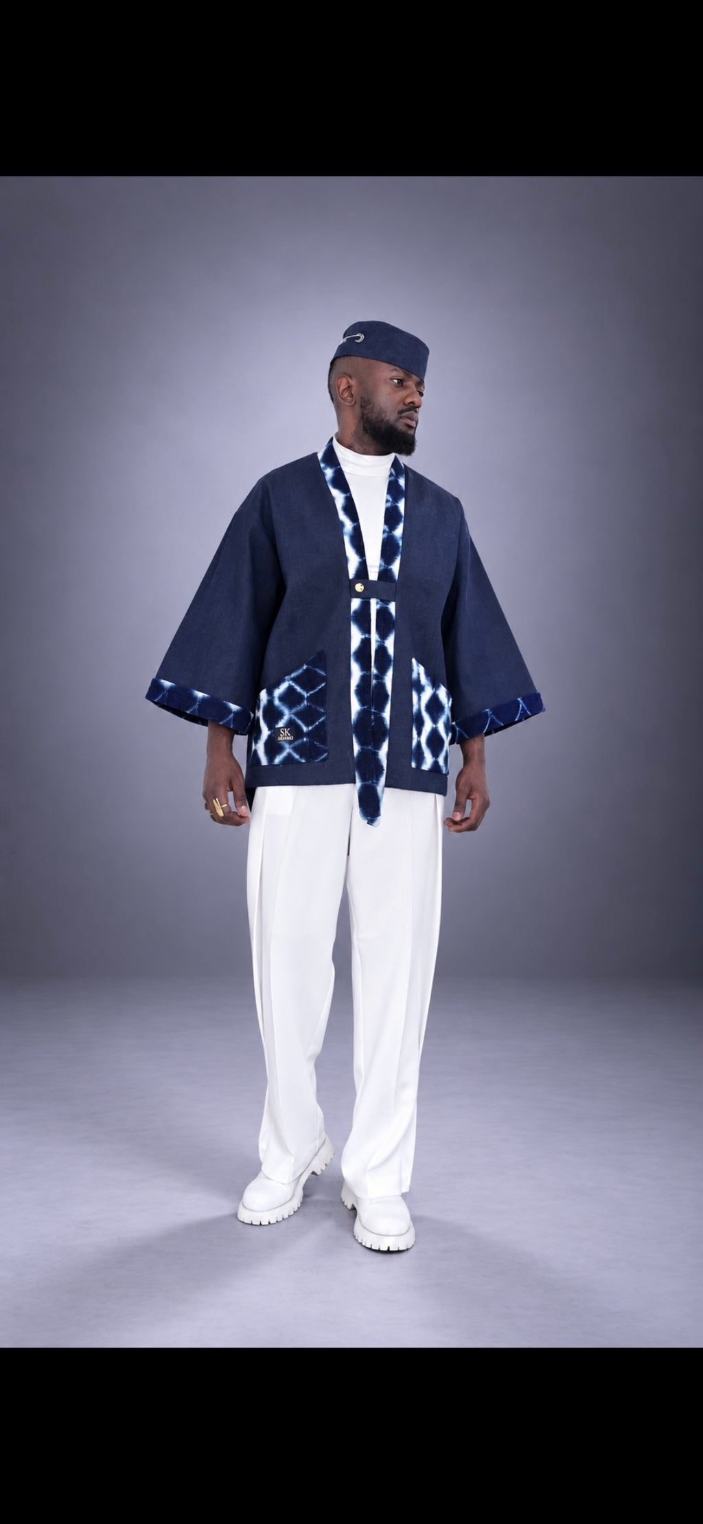 Kimono Oversize BULU – Jean Brut & Bogolan Mali – vue 2 – S.Keïdgi