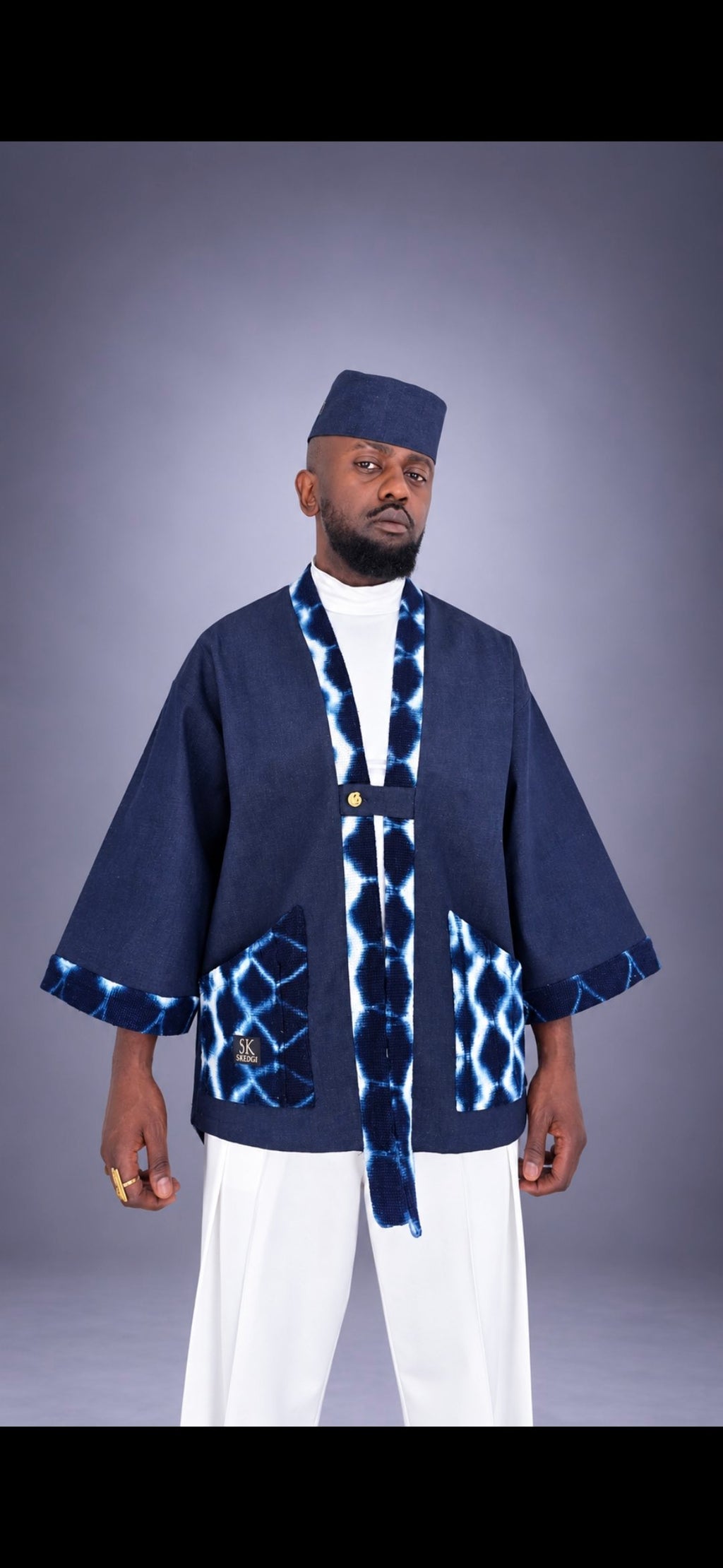 Kimono Oversize BULU – Jean Brut & Bogolan Mali – vue 4 – S.Keïdgi