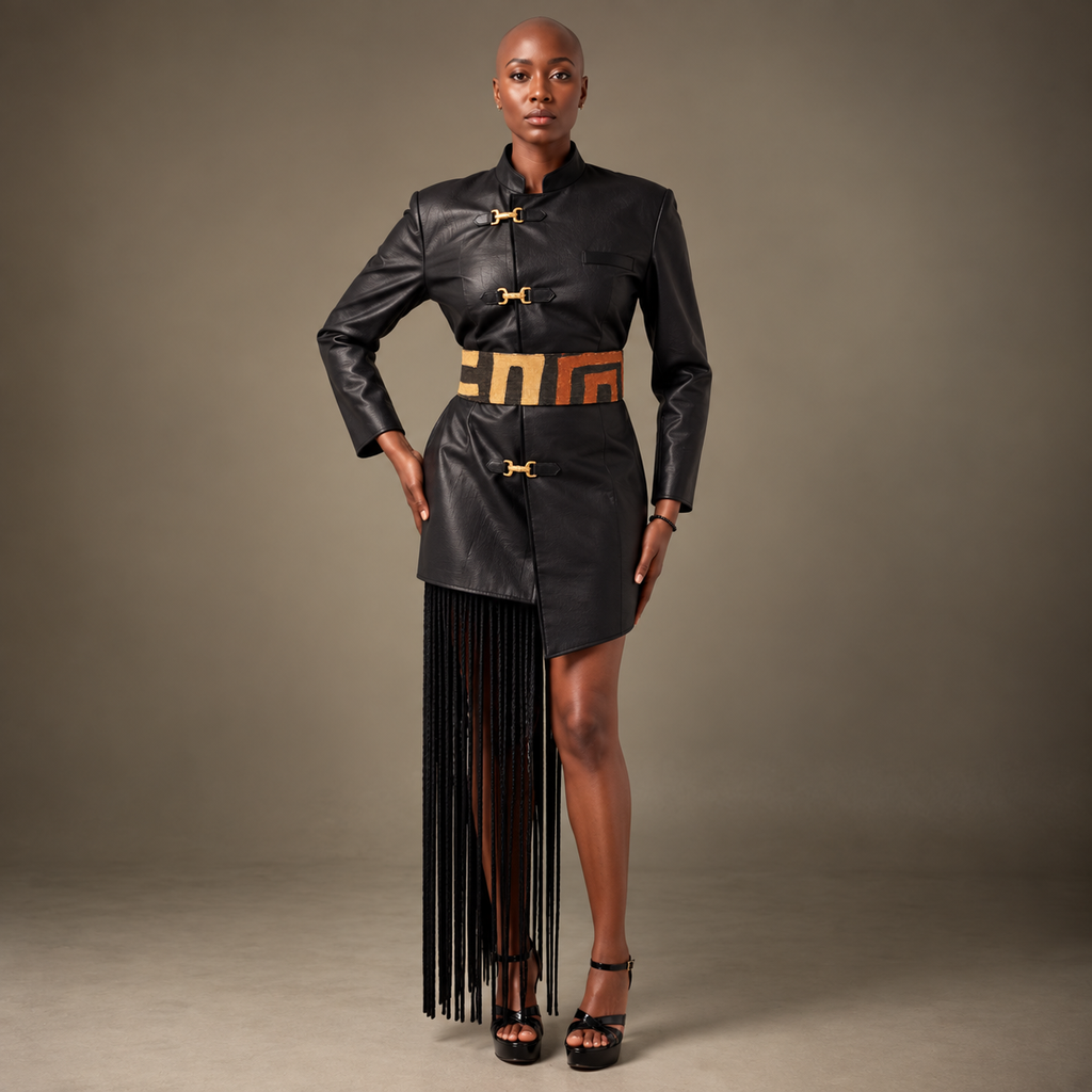 Ceinture Femme Raphia Kuba & Jersey Noir – Accessoire Afro-Chic – vue 2 – S.Keïdgi