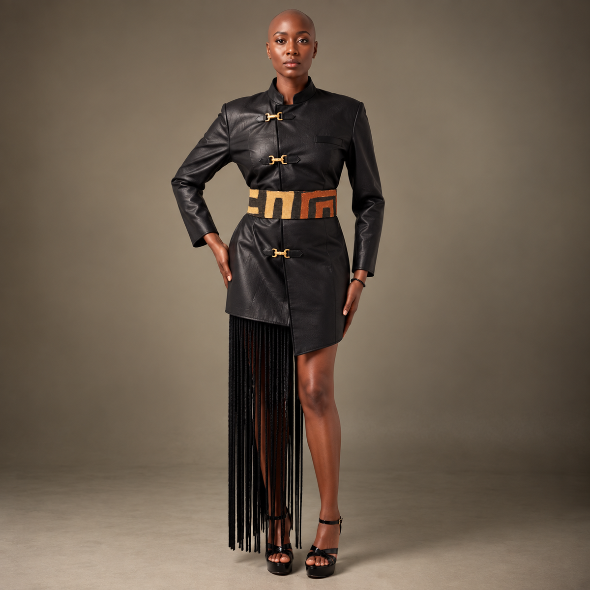 Ceinture Femme Raphia Kuba & Jersey Noir – Accessoire Afro-Chic – vue 2 – S.Keïdgi