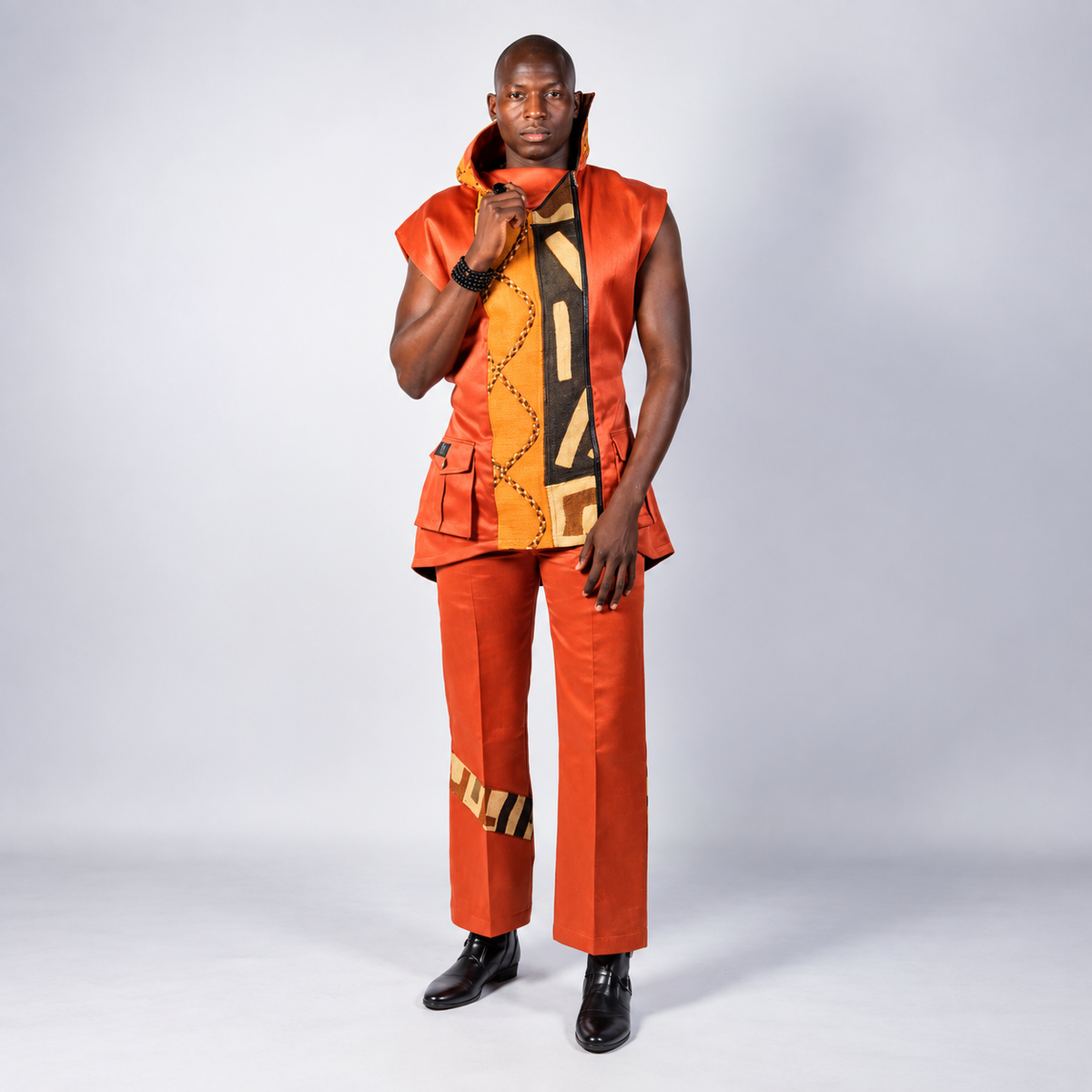 Veste Sans Manches LILALA Raphia Kuba du Congo – vue 3 – S.Keïdgi