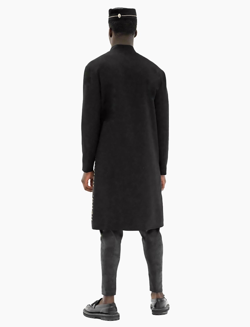 Veste Asymétrique Bogolan Noir & Blanc – Été – vue 3 – S.Keïdgi