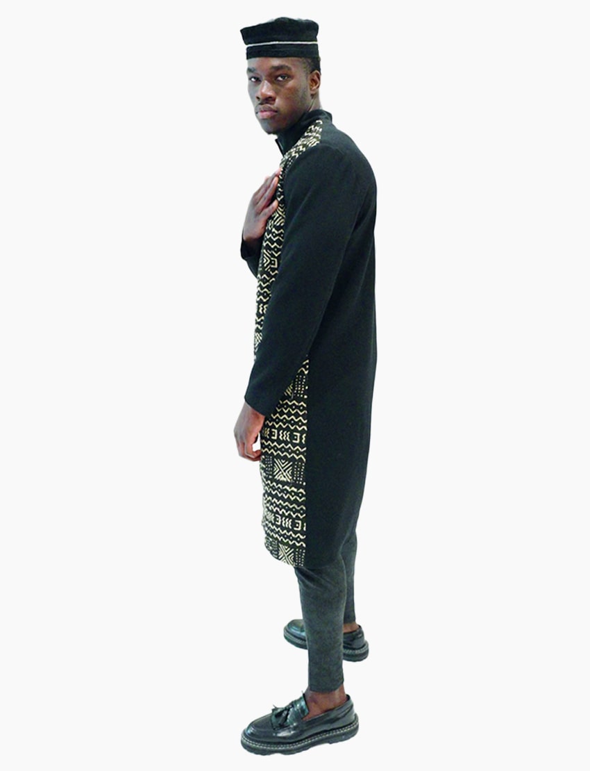 Veste Asymétrique Bogolan Noir & Blanc – Été – vue 4 – S.Keïdgi