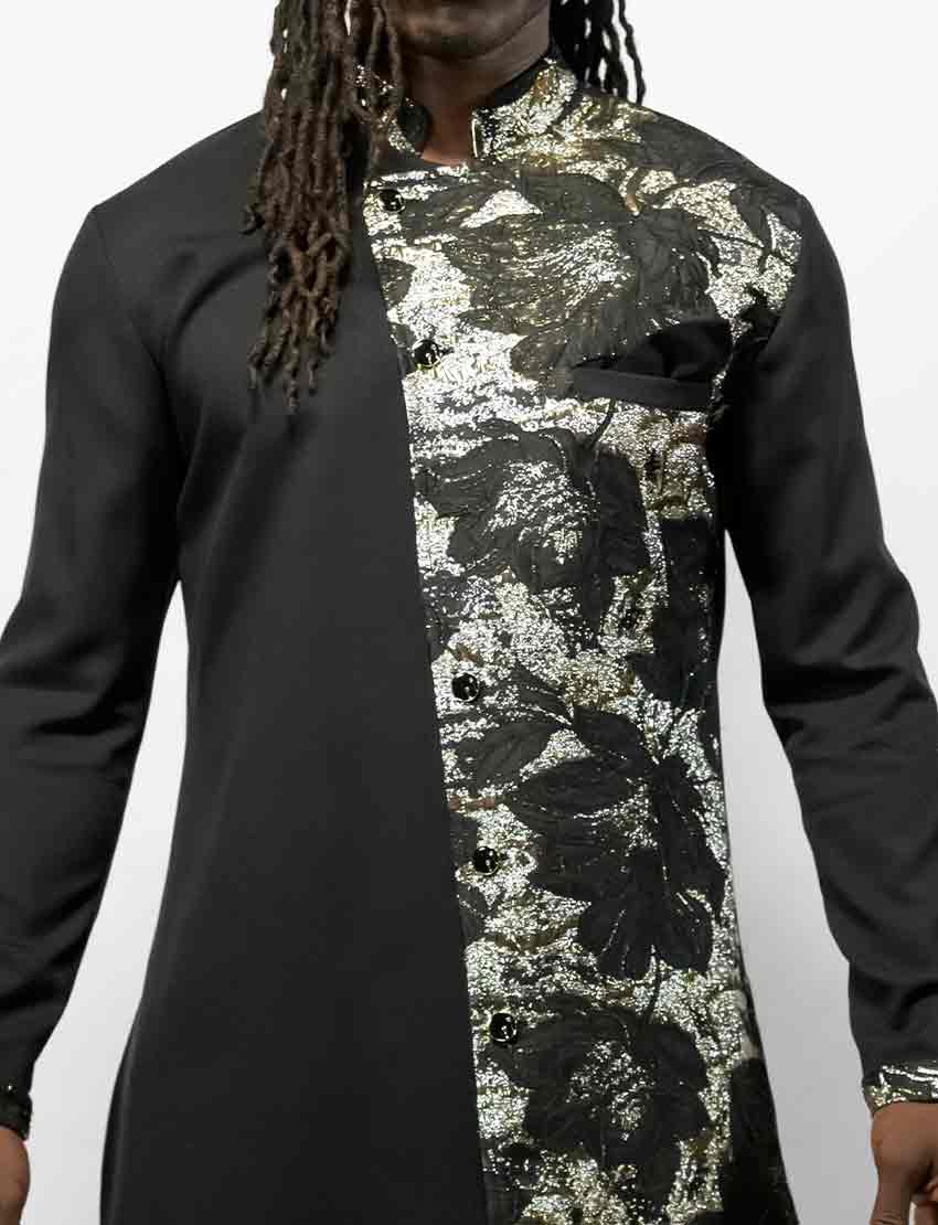 Chemise Asymétrique Brocart – Style Africain – vue 5 – S.Keïdgi