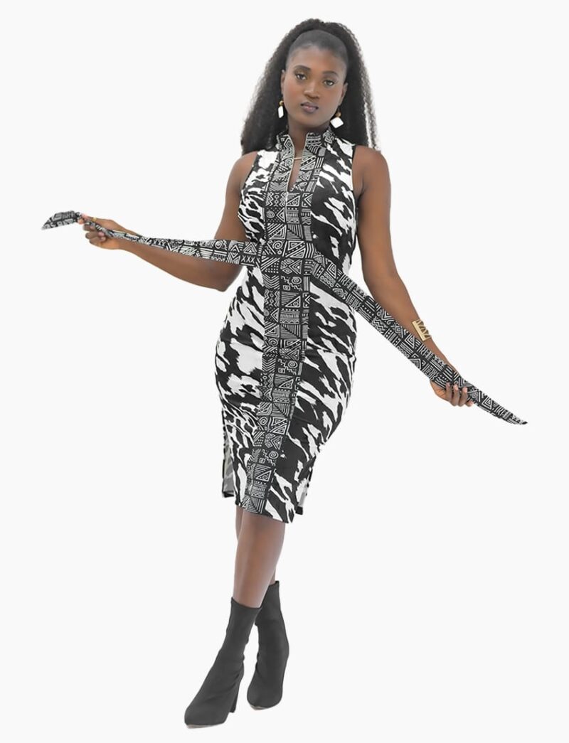 Zebra dress Bogolan pattern